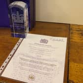 Photo of Longbenton Sqaudron’s award from The Queen