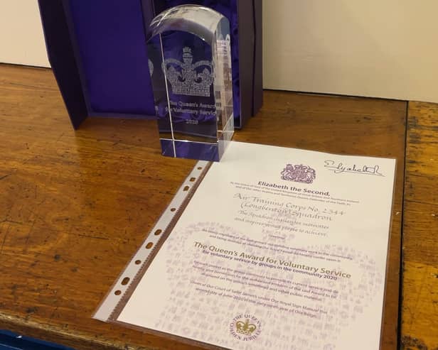 Photo of Longbenton Sqaudron’s award from The Queen