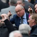 Newcastle United managing director Lee Charnley makes a point during the Sky Bet Championship title after the match between Newcastle United and Barnsley at St James’ Park on May 7, 2017 in Newcastle upon Tyne, England.