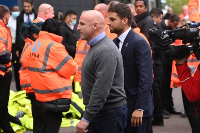 Newcastle United Director, Jamie Reuben walks to the stadium during the Premier League match between Newcastle United and Tottenham Hotspur at St. James Park on October 17, 2021 in Newcastle upon Tyne, England. 