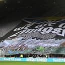 A giant flag is pictured in the Gallowgate End during the Premier League match between Newcastle United and Chelsea. (Photo by Stu Forster/Getty Images)
