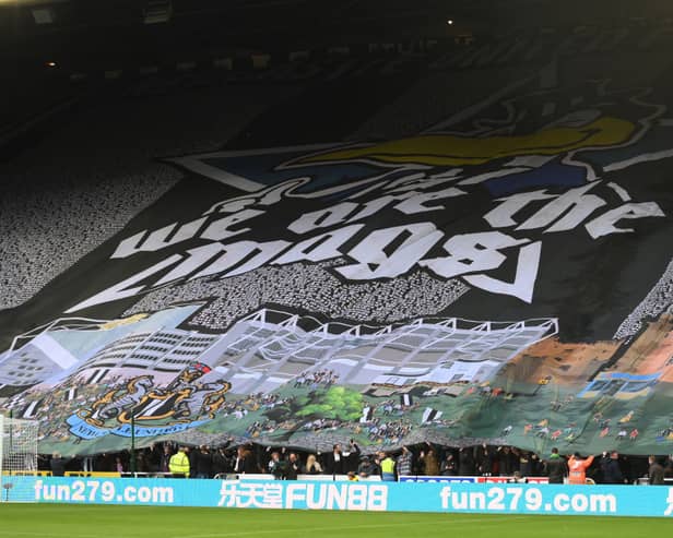 A giant flag is pictured in the Gallowgate End during the Premier League match between Newcastle United and Chelsea. (Photo by Stu Forster/Getty Images)
