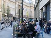 People eating outdoors 