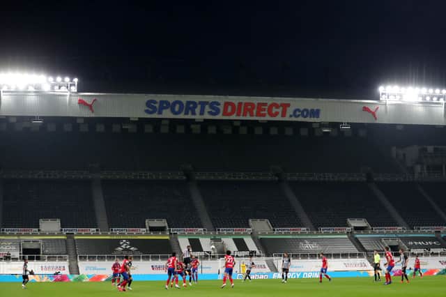 <p>The Sports Direct signs are coming down. (Photo by Lee Smith - Pool/Getty Images)</p>