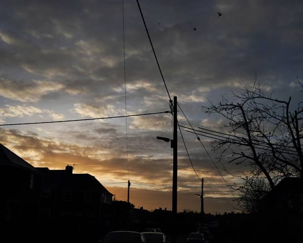 Electricity cables in High Handenhold after some homes still remain without electricity since Storm Arwen struck parts of the country on December 02, 2021 in Chester-Le-Street, United Kingdom. Thousands of homes in County Durham are without power after Storm Arwen brought down cables and damaged infrastructure last weekend. Northern Powergrid is continuing to restore electricity to thousands of homes. 