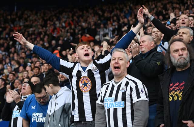 <p>Newcastle United fans at Leicester City.</p>