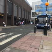 Picture of a bus and bus stops in Newcastle