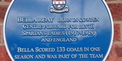 A blue plaque in dedication to Bella and her footballing success