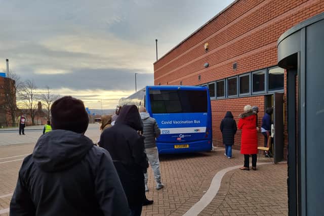 Vaccines were administered on the bus