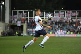 Kieran Trippier of England in action during the 2022 FIFA World Cup Qualifier match between Andorra and England at Estadi Nacional on October 09, 2021 in Andorra la Vella, Andorra. 