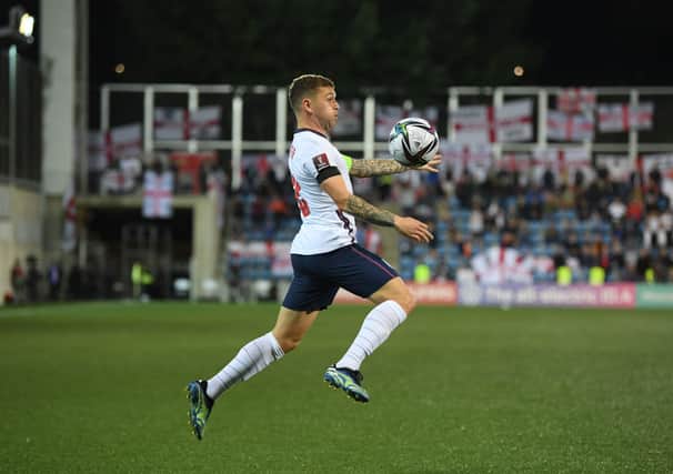 Kieran Trippier of England in action during the 2022 FIFA World Cup Qualifier match between Andorra and England at Estadi Nacional on October 09, 2021 in Andorra la Vella, Andorra.