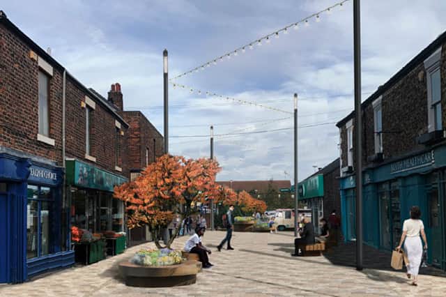 An artist impression of the new and improved Church Street depicting wider footpaths, better seating and lighting. (Image: Northumberland County Council)