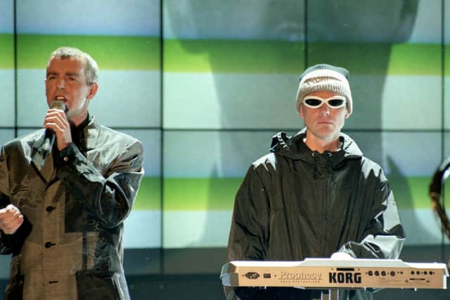 The Pet Shop Boys perform at the 1996 BRIT Awards (Image: Getty Images)