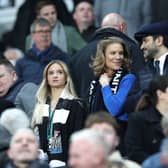Amanda Staveley, Chief Executive Officer of PCP Capital Partners and husband Mehrdad Ghodoussi look on prior to the Premier League match between Newcastle United  and  Manchester United at St James’ Park on December 27, 2021 in Newcastle upon Tyne, England.
