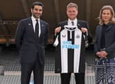 Newcastle United part-owners Amanda Staveley and Mehrdad Ghodoussi with head coach Eddie Howe. 