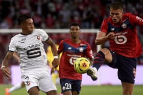 Lille’s Dutch defender Sven Botman (R) vies with Rennes’ Brazilian forward Raphinha (L) during the French L1 football match between Lille and Rennes on August 22, 2020, at the Pierre Mauroy Stadium in Villeneuve d’Ascq.