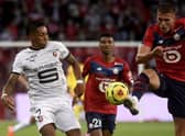 Lille’s Dutch defender Sven Botman (R) vies with Rennes’ Brazilian forward Raphinha (L) during the French L1 football match between Lille and Rennes on August 22, 2020, at the Pierre Mauroy Stadium in Villeneuve d’Ascq.