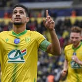 Nantes’ French midfielder Ludovic Blas celebrates his goal during the French Cup  round-of 32 football match between Nantes (FC Nantes) and  Vitre (AS Vitre) at La Beaujoire Stadium, western France on January 2, 2022