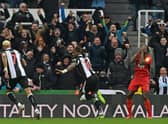 Newcastle United star Allan Saint-Maximin celebrates his goal against Watford.