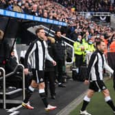 Newcastle striker Chris Wood enters the field from the tunnel for his debut before the Premier League match between Newcastle United and Watford at St. James Park on January 15, 2022 in Newcastle upon Tyne, England. 