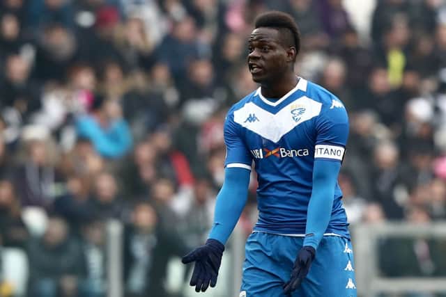 Brescia’s Italian forward Mario Balotelli reacts during the Italian Serie A football match Juventus vs Brescia on February 16, 2020 at the Juventus stadium in Turin. (Photo by Isabella BONOTTO / AFP) 