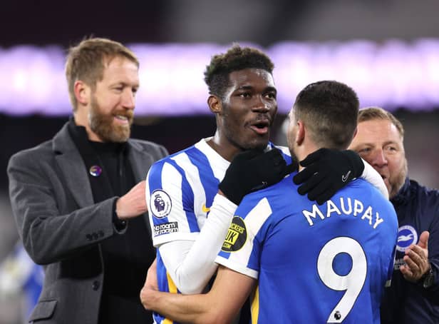 <p>Yves Bissouma of Brighton. (Photo by Alex Pantling/Getty Images)</p>