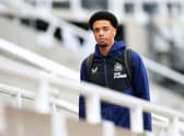 Jamal Lewis of Newcastle United  arrives at the stadium prior to the Premier League match between Newcastle United and Leeds United at St. James Park on September 17, 2021 in Newcastle upon Tyne, England. 