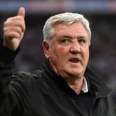 Former Newcastle manager Steve Bruce gives the thumbs up to the crowd prior to the Premier League match between Newcastle United and Tottenham Hotspur at St. James Park on October 17, 2021