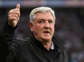 Former Newcastle manager Steve Bruce gives the thumbs up to the crowd prior to the Premier League match between Newcastle United and Tottenham Hotspur at St. James Park on October 17, 2021