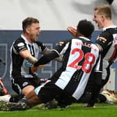 Kieran Trippier celebrates his first goal for Newcastle United. 