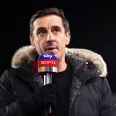 Sky Sports Broadcaster Gary Neville speaks ahead of the Premier League match between Brentford and Watford at Brentford Community Stadium on December 10, 2021 in Brentford, England.