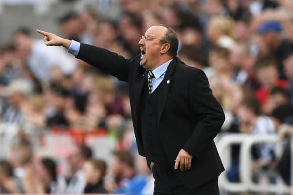 Newcastle manager Rafa Benitez reacts during the Premier League match between Newcastle United and Southampton FC at St. James Park on April 20, 2019 in Newcastle upon Tyne, United Kingdom. 