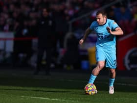 Newcastle United winger Ryan Fraser in action against Brentford. 