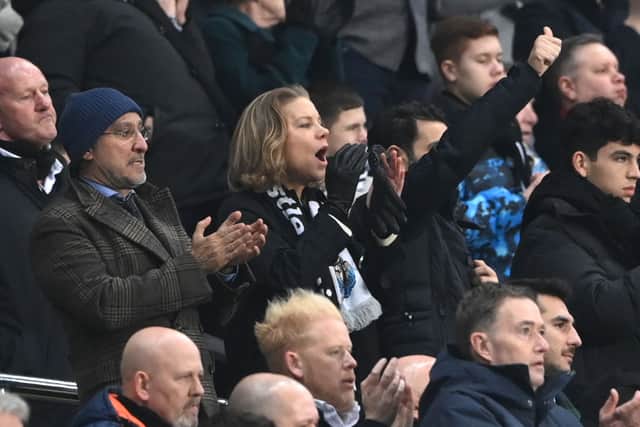 Newcastle co-owner Amanda Staveley applauds from the directors box during the Premier League match between Newcastle United and Watford at St. James Park on January 15, 2022 in Newcastle upon Tyne, England.