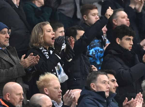 Newcastle co-owner Amanda Staveley applauds from the directors box during the Premier League match between Newcastle United and Watford at St. James Park on January 15, 2022 in Newcastle upon Tyne, England.
