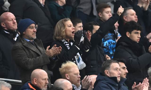Newcastle co-owner Amanda Staveley applauds from the directors box during the Premier League match between Newcastle United and Watford at St. James Park on January 15, 2022 in Newcastle upon Tyne, England.