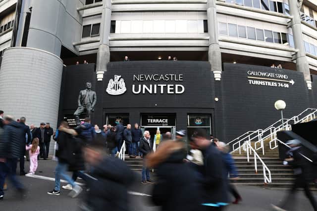 General view outside the stadium prior to the Premier League match between Newcastle United and Brentford at St. James Park on November 20, 2021 in Newcastle upon Tyne, England. (Photo by George Wood/Getty Images)