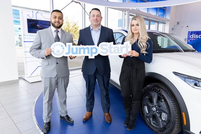  Lookers has launched a new sales trainee programme that will create 80 new sales roles across the UK and Ireland. The six-month ‘Jump Start’ programme will include dedicated classroom and on-the-job training for every candidate keen to carve out a rewarding career in the thriving UK motor industry, appealing to individuals of all ages with previous experience in a customer-facing role. Pictured launching the new initiative are new Lookers’ trainees Asim Khan and Abbie Smith.