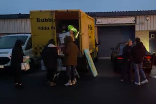 Geordies battle the elements to donate items to the effort