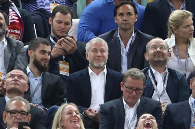 <p>Chelsea owner, Roman Abramovich is seen in the stands during the UEFA Europa League Final between Chelsea and Arsenal at Baku Olimpiya Stadionu on May 29, 2019 in Baku, Azerbaijan.</p>