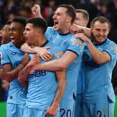 Newcastle United celebrate Bruno Guimaraes’ goal in their 2-1 win over Southampton.