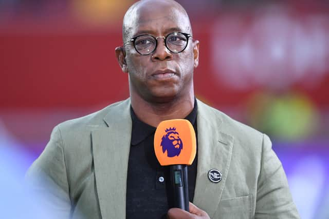 TV pundit and ex footballer Ian Wright before  the Premier League match between Brentford  and  Arsenal at Brentford Community Stadium   (Photo by Stuart MacFarlane/Arsenal FC via Getty Images)