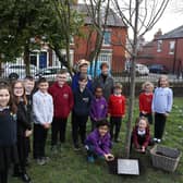 North Tyneside Elected Mayor Norma Redfearn CBE with children at Richardson Dees Park, Wallsend.