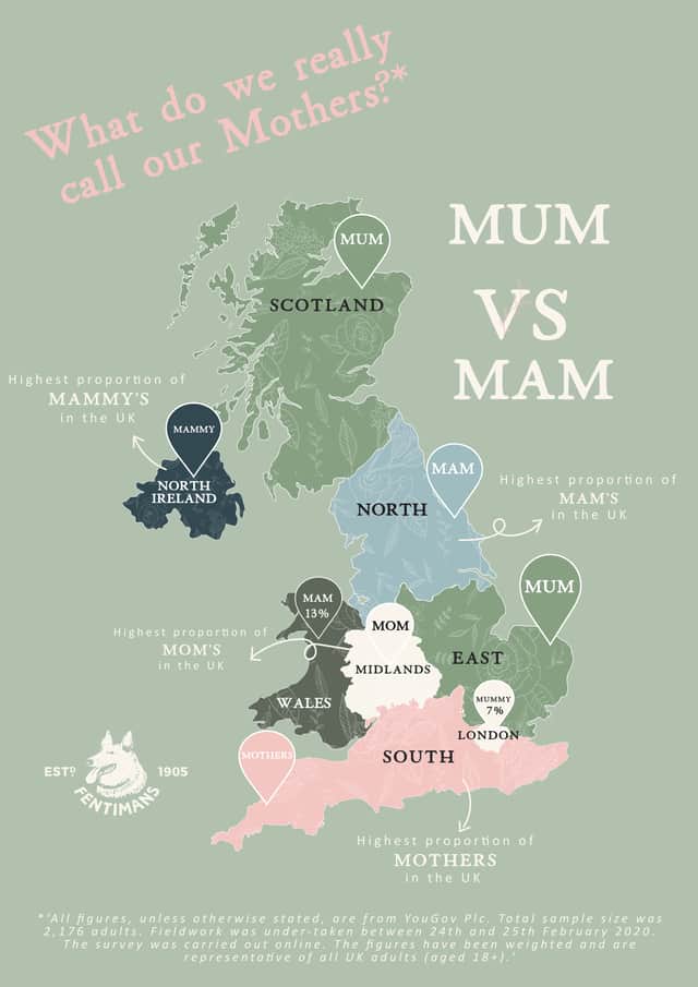 Research shows what different terms for mother are used in the UK (Image: Fentimans)