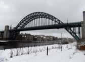 Snow settles on Newcastle Quayside in January 2013.