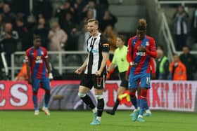 Krafth celebrates Newcastle’s win over Crystal Palace after getting the better of Zaha all night