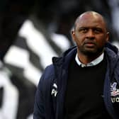 Crystal Palace manager Patrick Vieira watched his side lose 1-0 to Newcastle United. 