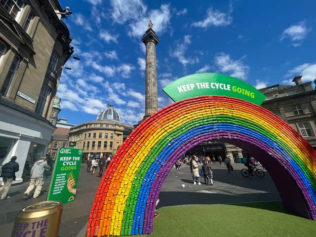 The installation is made from recycled cans