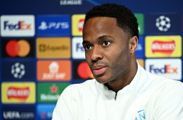 Raheem Sterling spoke to the media ahead of Manchester City vs Real Madrid. Credit: Getty.