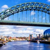 Classic view of the Iconic Tyne Bridge spanning the River Tyne between Newcastle and Gateshead